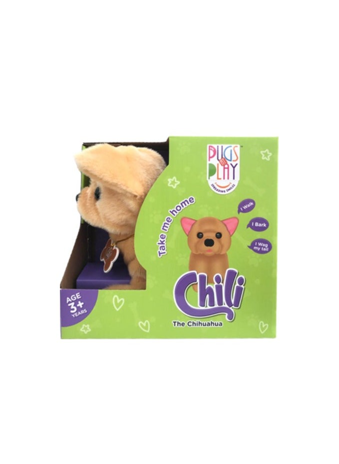 Pugs At Play Walking Chili 6.5-Inches, Battery Operated | Interactive Plush Toy