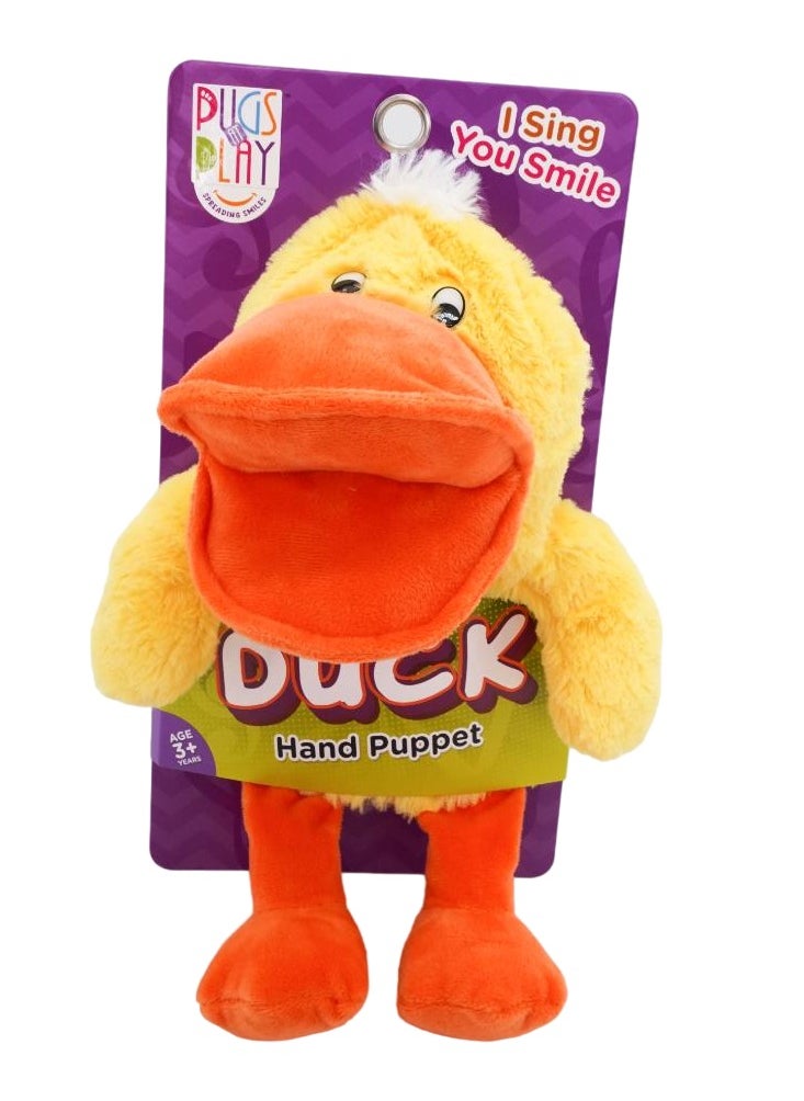 Pugs At Play Puppet Duck 12-Inches, Battery Operated  | Interactive Plush Toy