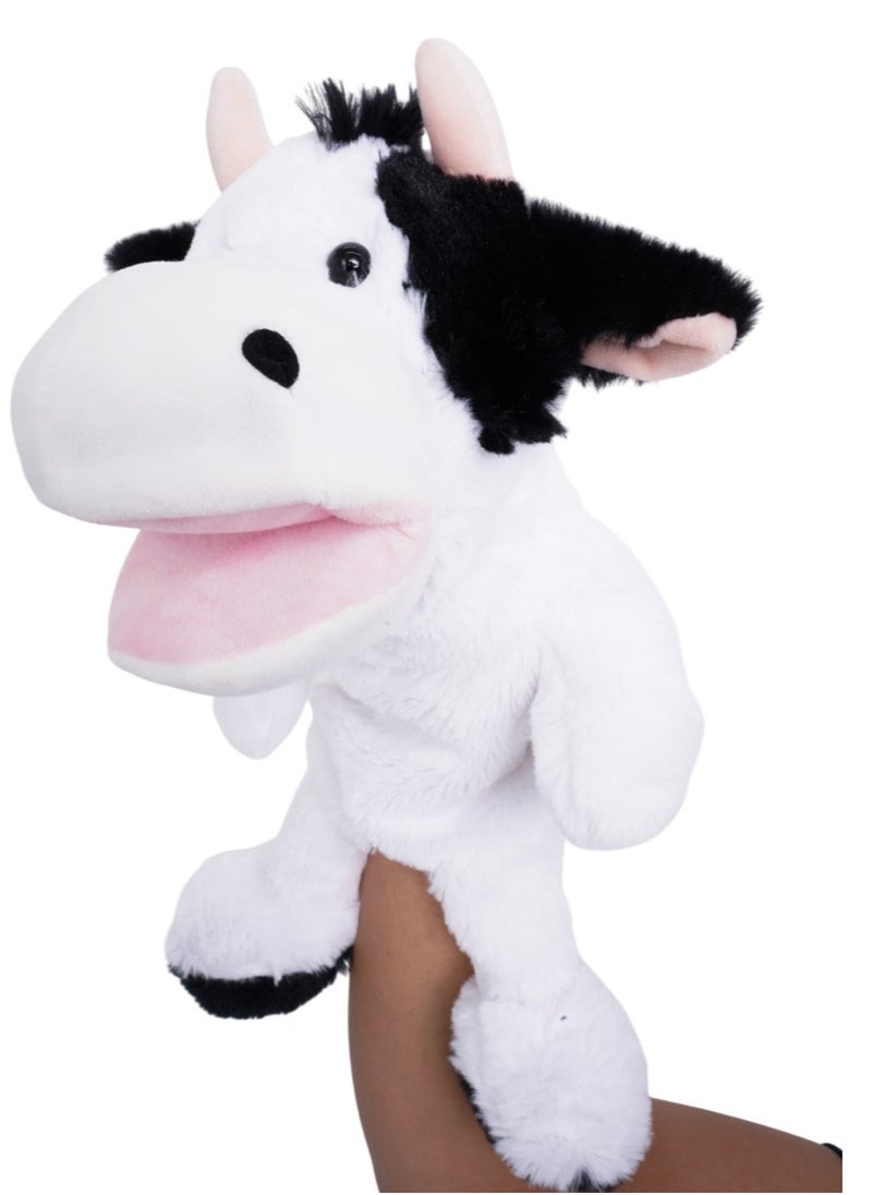 Pugs At Play Puppet Cow 14-Inches, Battery Operated  | Interactive Plush Toy