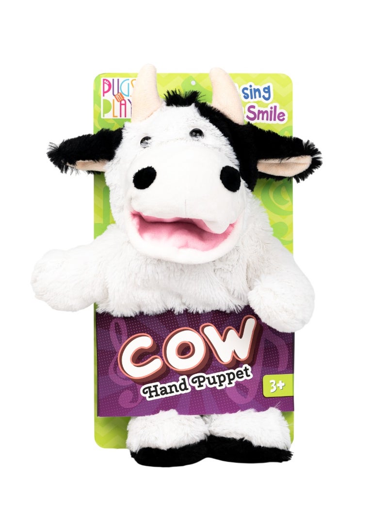 Pugs At Play Puppet Cow 14-Inches, Battery Operated  | Interactive Plush Toy