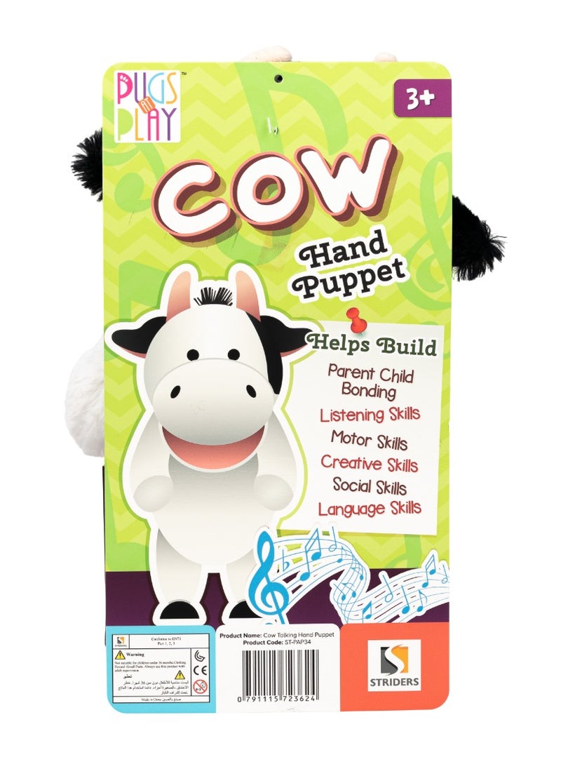 Pugs At Play Puppet Cow 14-Inches, Battery Operated  | Interactive Plush Toy