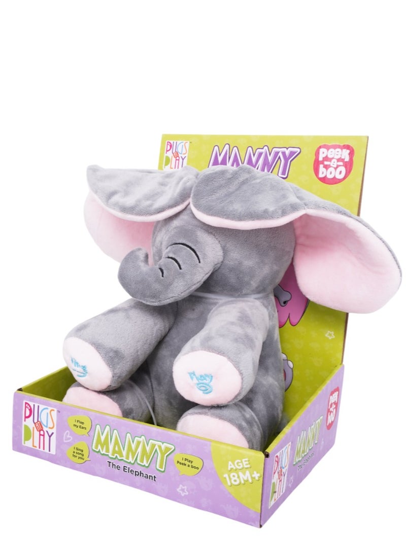 Pugs At Play Peek A Boo Manny 10-Inches, Battery Operated | Interactive Plush Toy