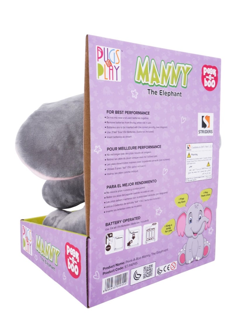 Pugs At Play Peek A Boo Manny 10-Inches, Battery Operated | Interactive Plush Toy