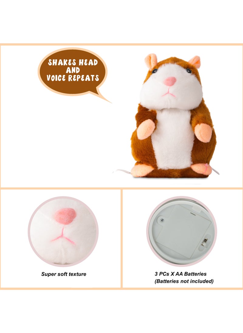 Pugs At Play Talking Maggy 7-Inches, Battery Operated | Toy Hamster | Electronic Pet | Shakes Head and Voice Repeat | Interactive Plush Toy Gift for Kids