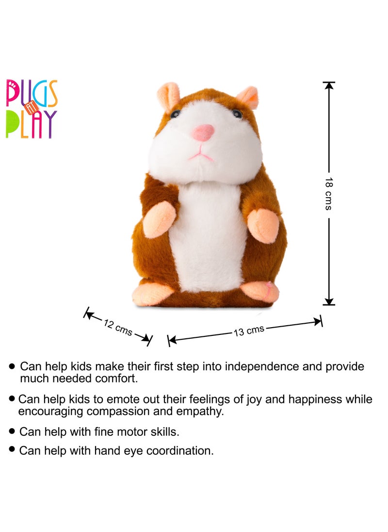 Pugs At Play Talking Maggy 7-Inches, Battery Operated | Toy Hamster | Electronic Pet | Shakes Head and Voice Repeat | Interactive Plush Toy Gift for Kids