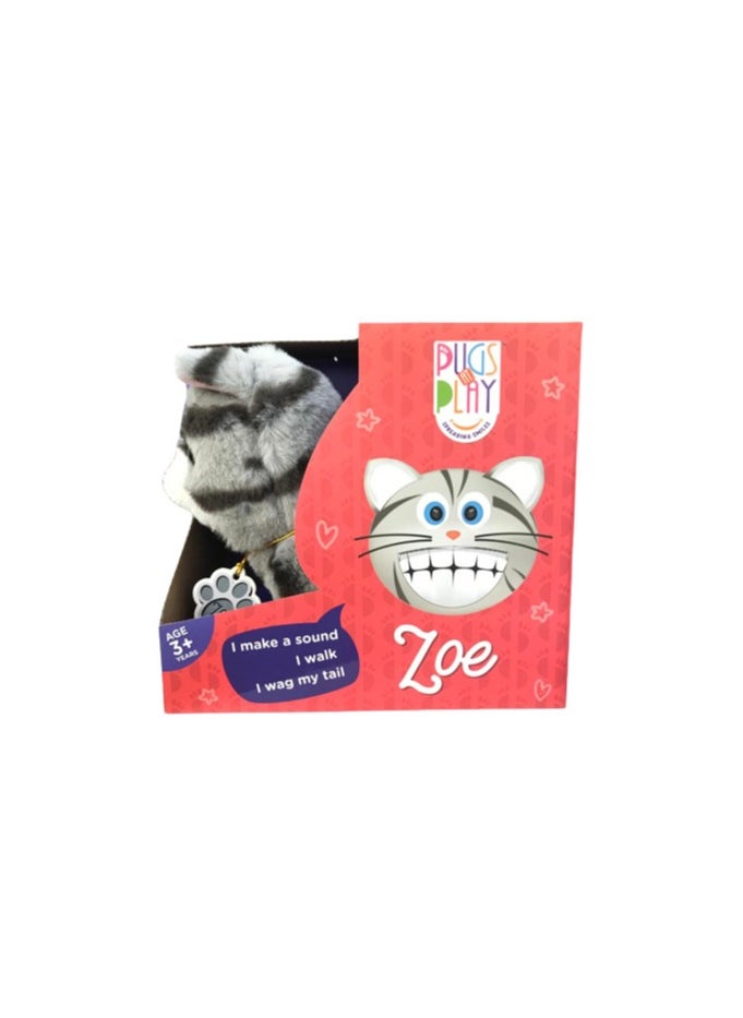 Pugs At Play Walking Zoe 6.5-Inches, Battery Operated | Interactive Plush Toy