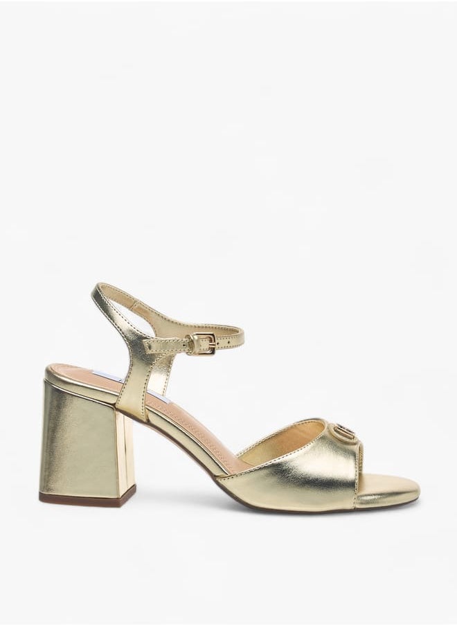 Womens Logo Accent Sandals With Block Heels And Buckle Closure Ramadan Collection