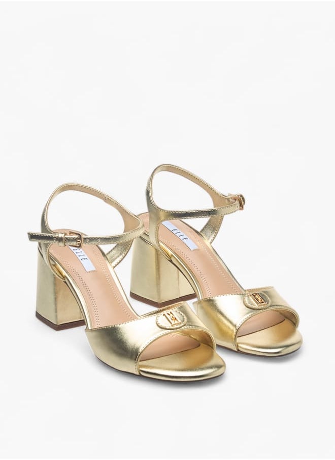 Womens Logo Accent Sandals With Block Heels And Buckle Closure Ramadan Collection