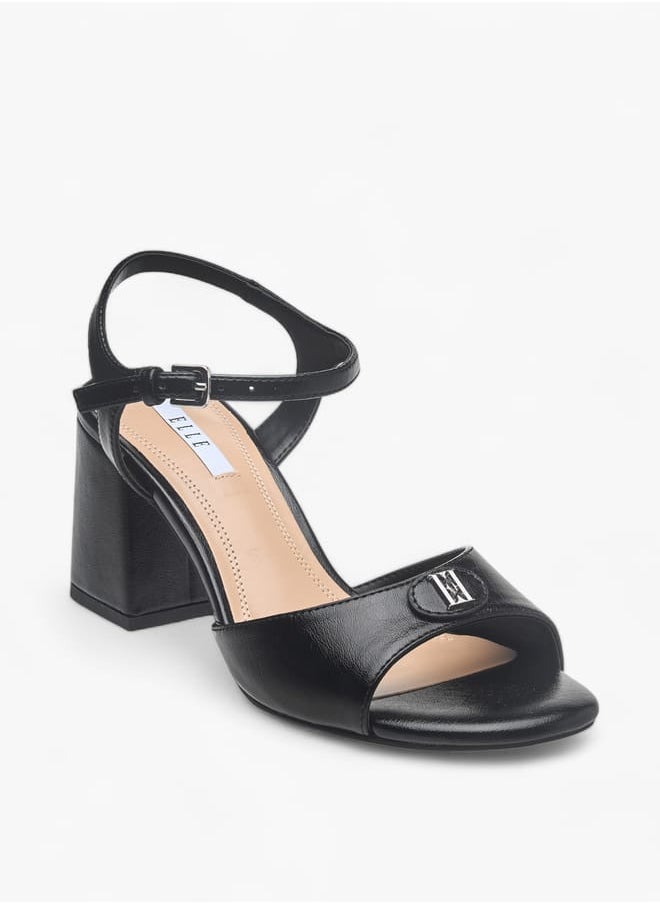 Womens Logo Accent Sandals With Block Heels And Buckle Closure Ramadan Collection