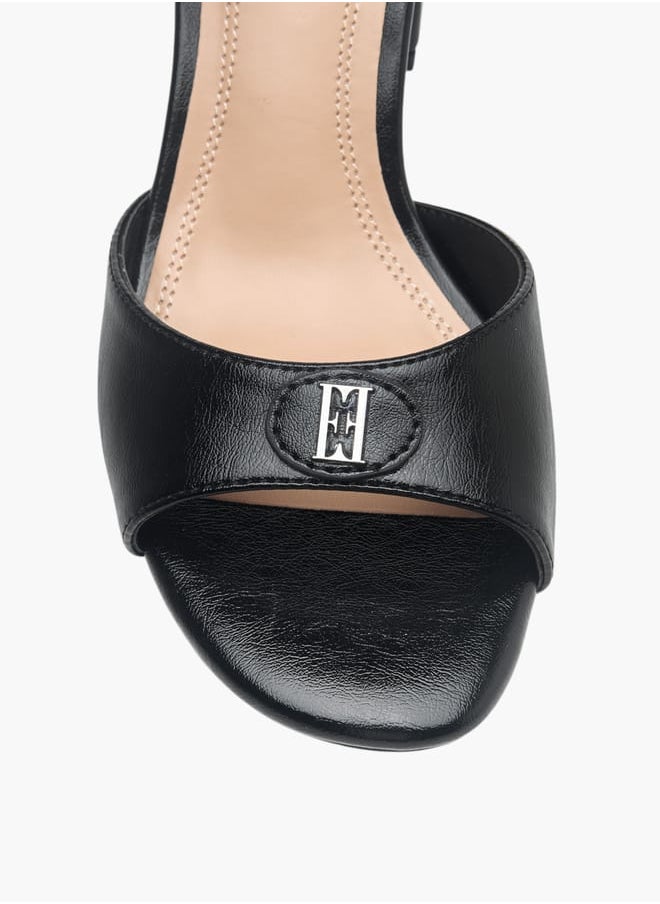 Womens Logo Accent Sandals With Block Heels And Buckle Closure