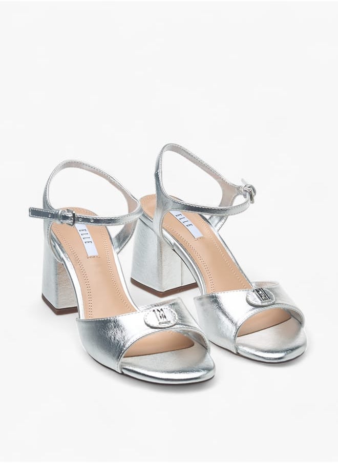 Womens Logo Accent Sandals With Block Heels And Buckle Closure Ramadan Collection