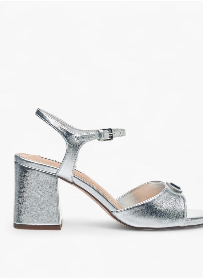 Womens Logo Accent Sandals With Block Heels And Buckle Closure Ramadan Collection