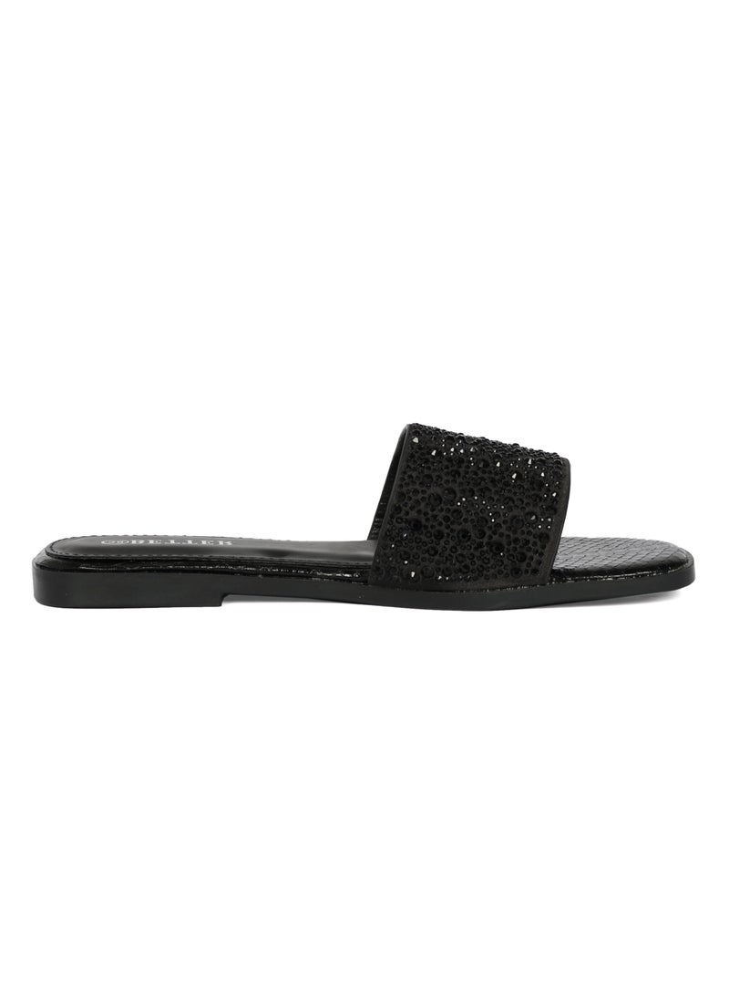 Ladies Flat Sandal Black