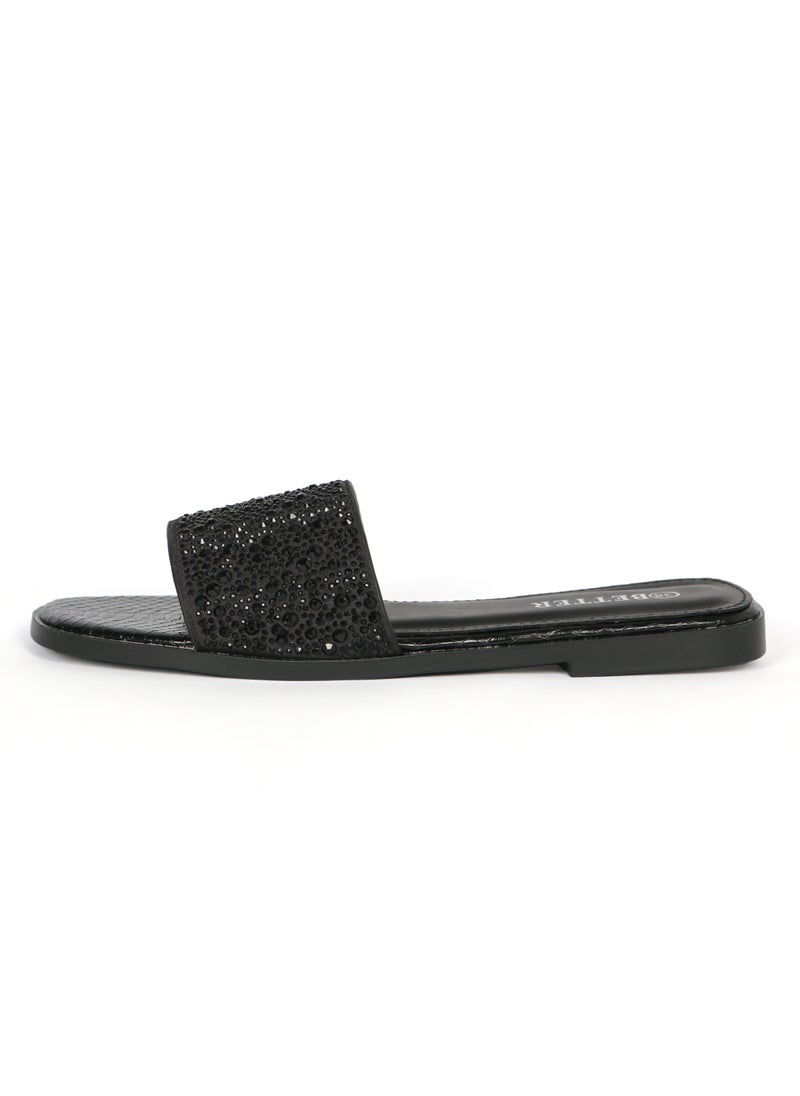 Ladies Flat Sandal Black