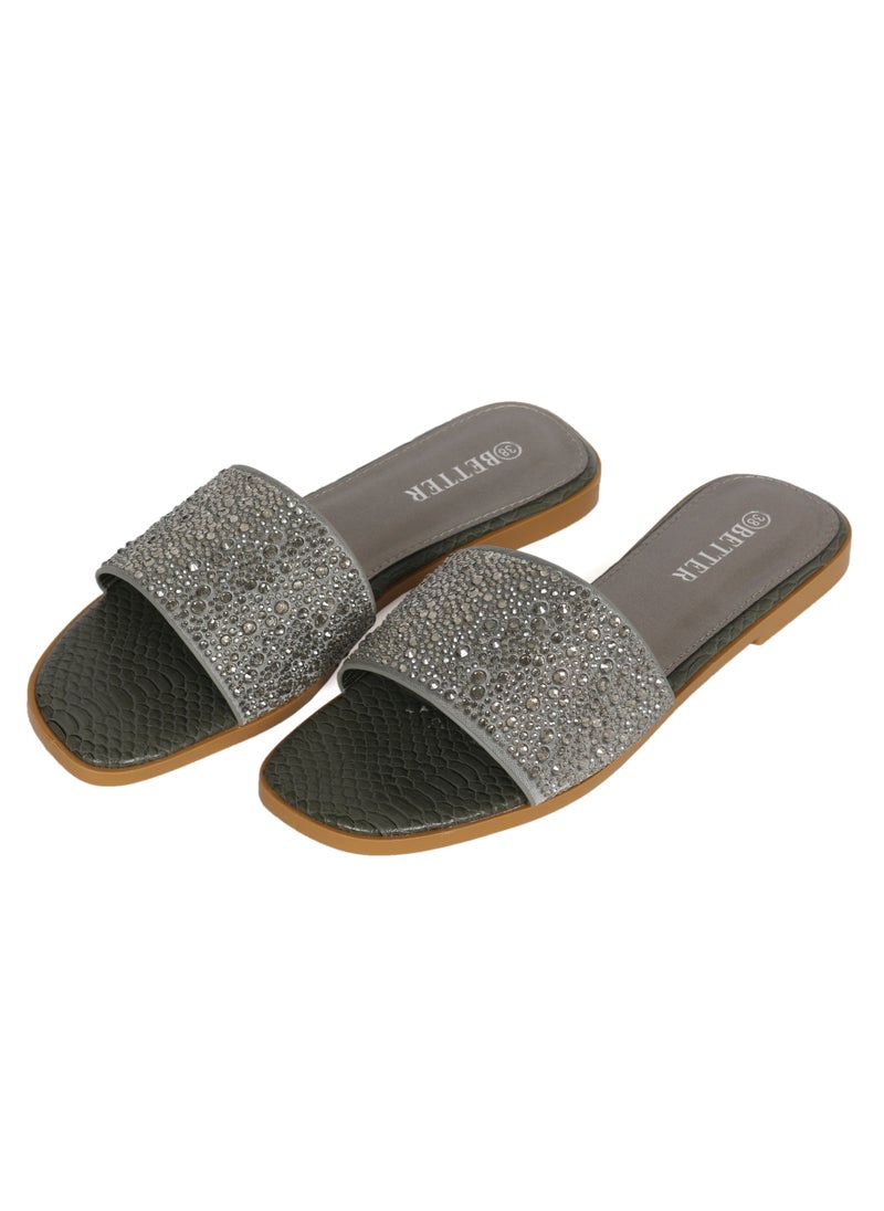 Ladies Flat Sandal Grey