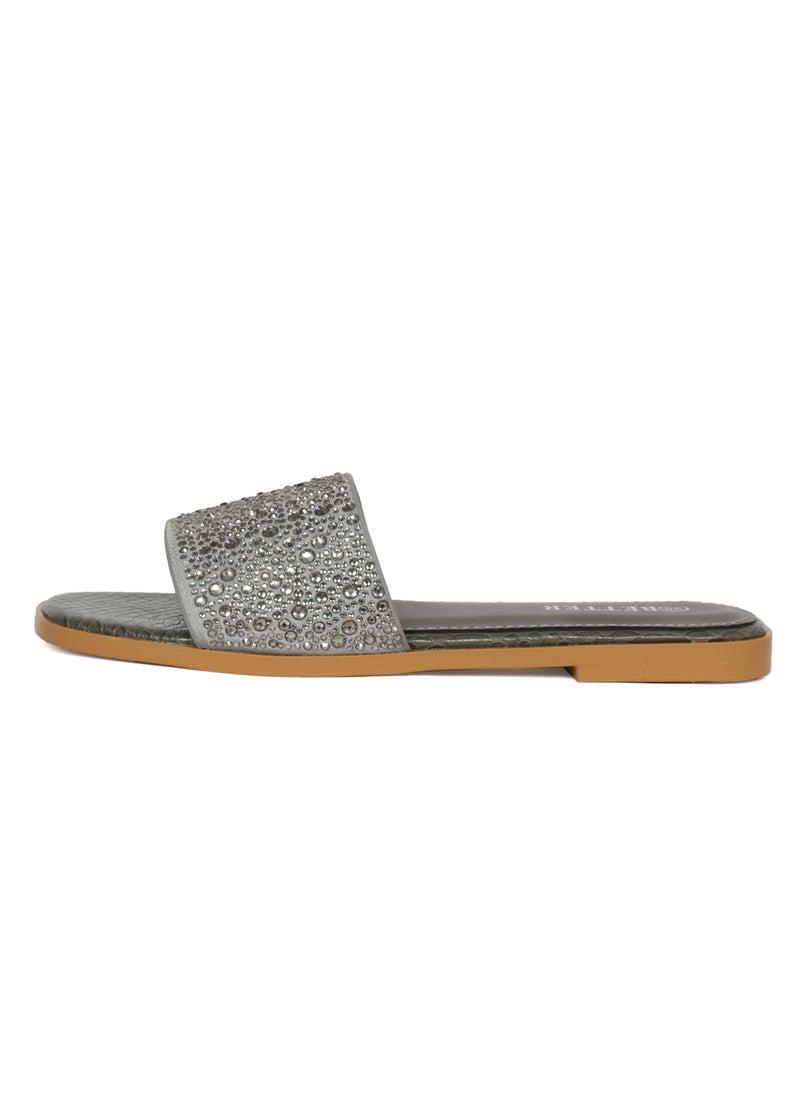 Ladies Flat Sandal Grey