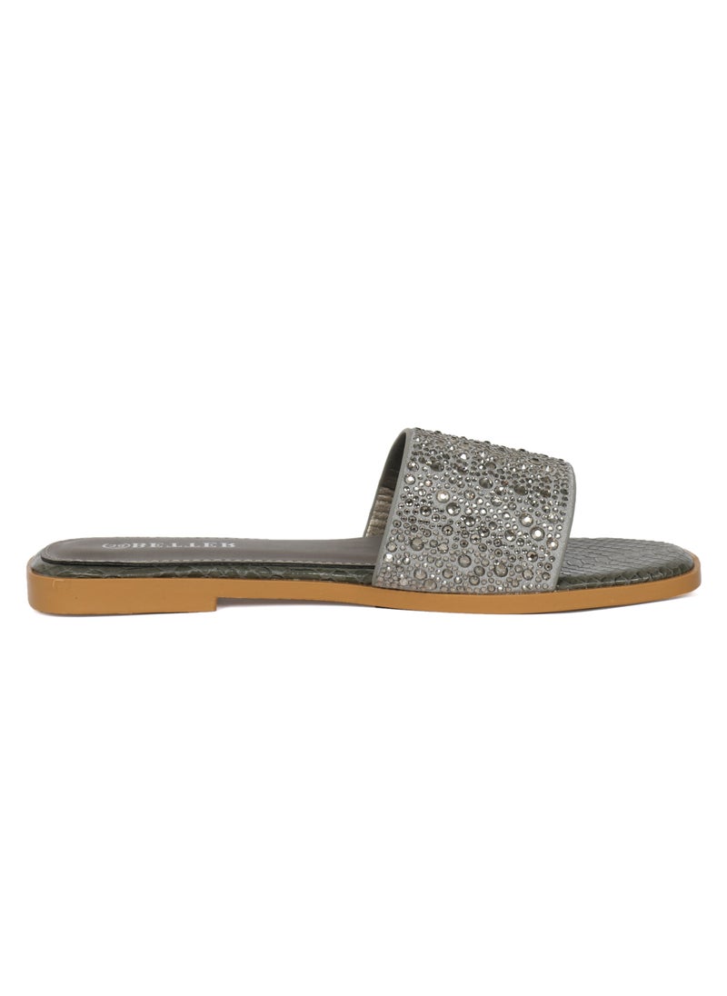 Ladies Flat Sandal Grey