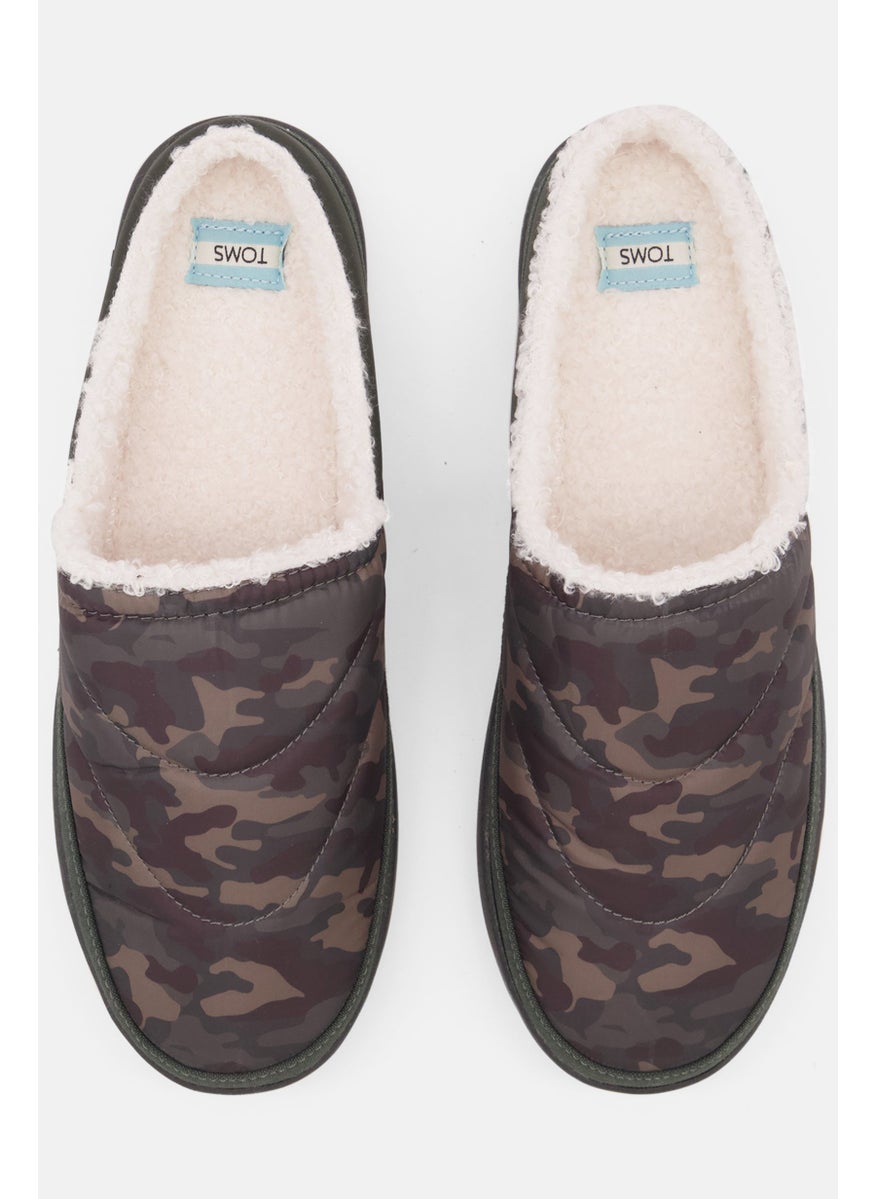 Women Slip On Camo Mules, Dark Green Combo