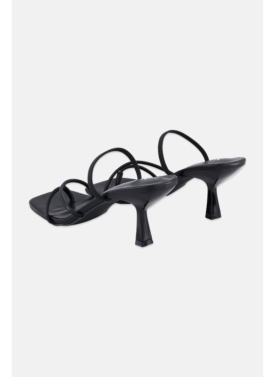 Women Slip On Minimalist Square Toe Sandals, Black