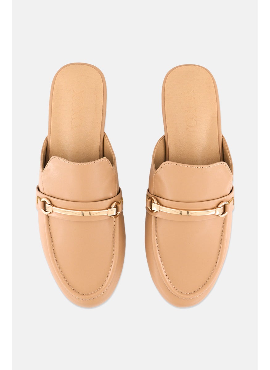 Women Slip On Mules, Beige