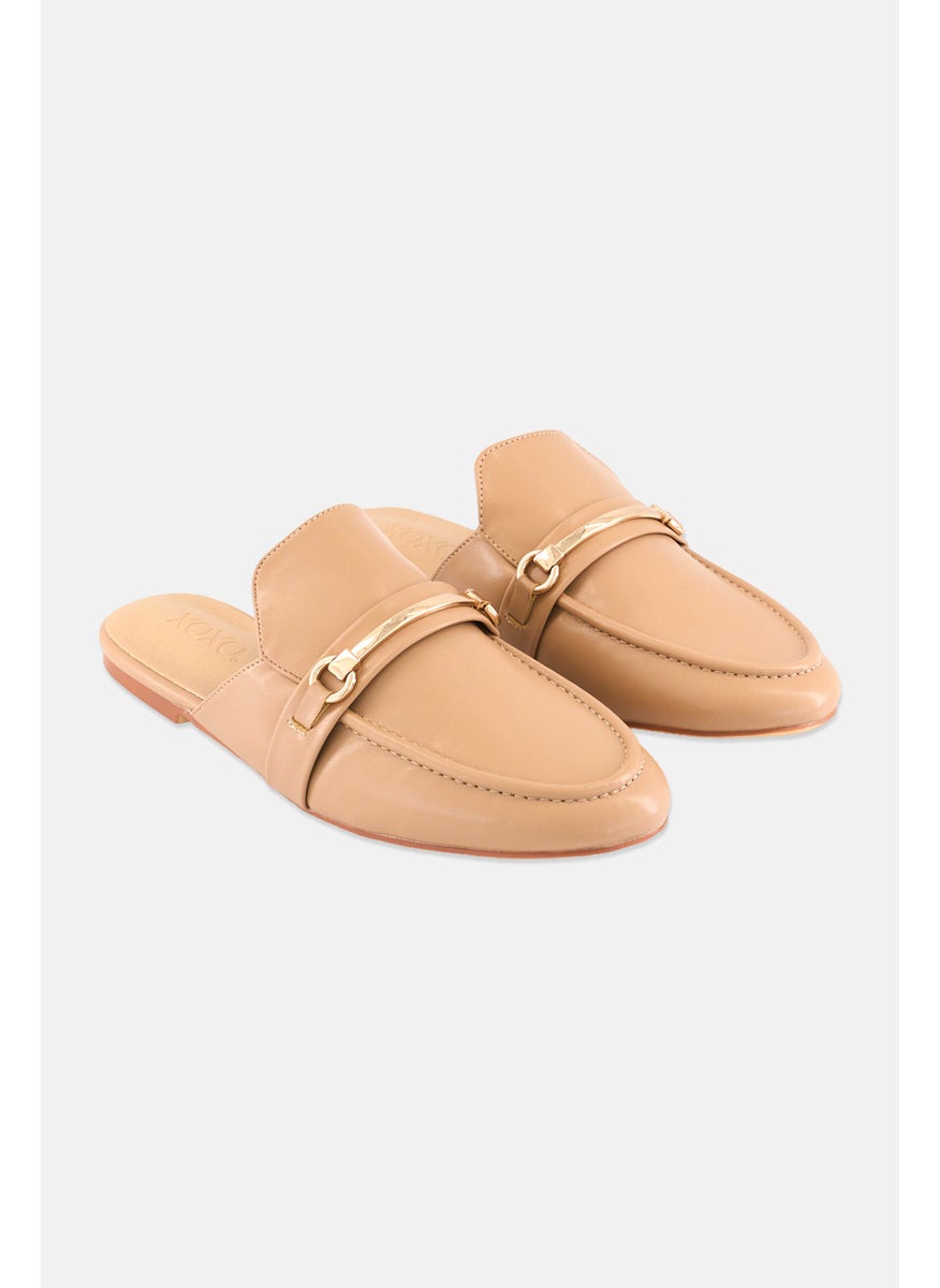 Women Slip On Mules, Beige
