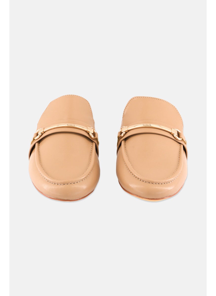Women Slip On Mules, Beige