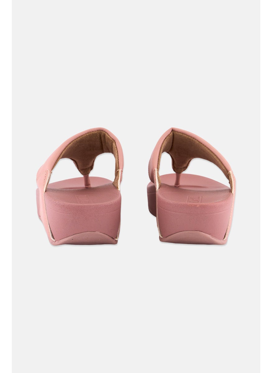 Women Leather Slip On Sandals, Pink