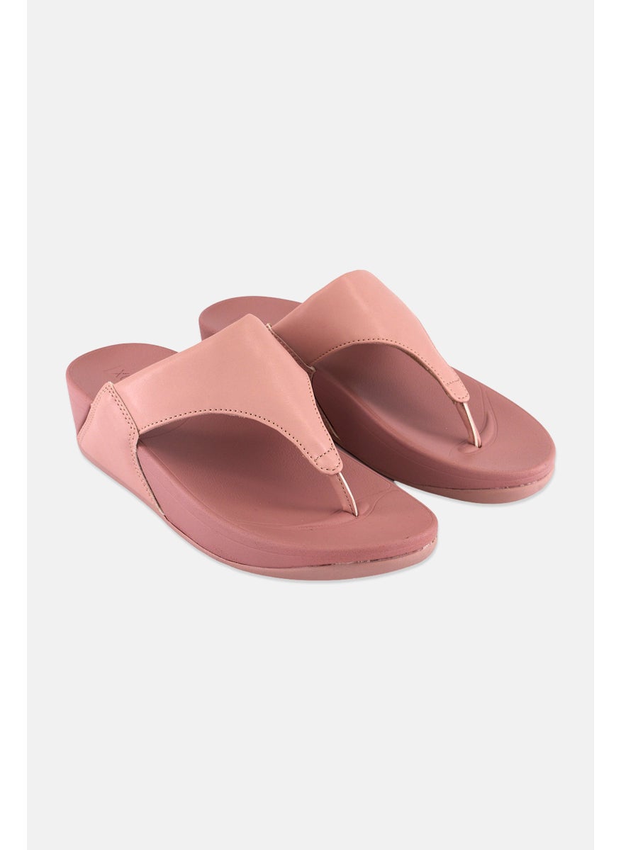 Women Leather Slip On Sandals, Pink