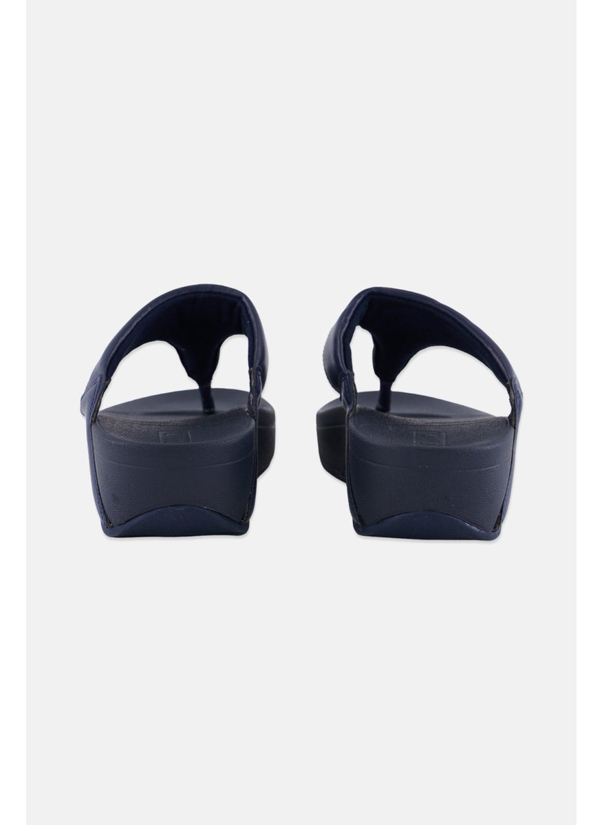 Women Slip On Sandals, Navy Blue