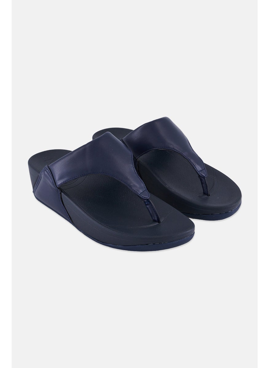 Women Slip On Sandals, Navy Blue