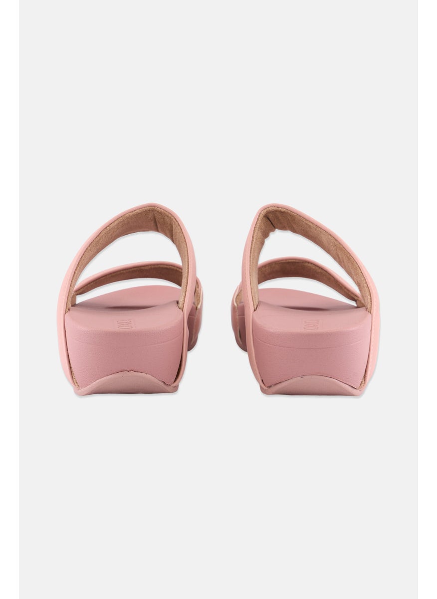 Women Slip On Leather Sandals, Pink