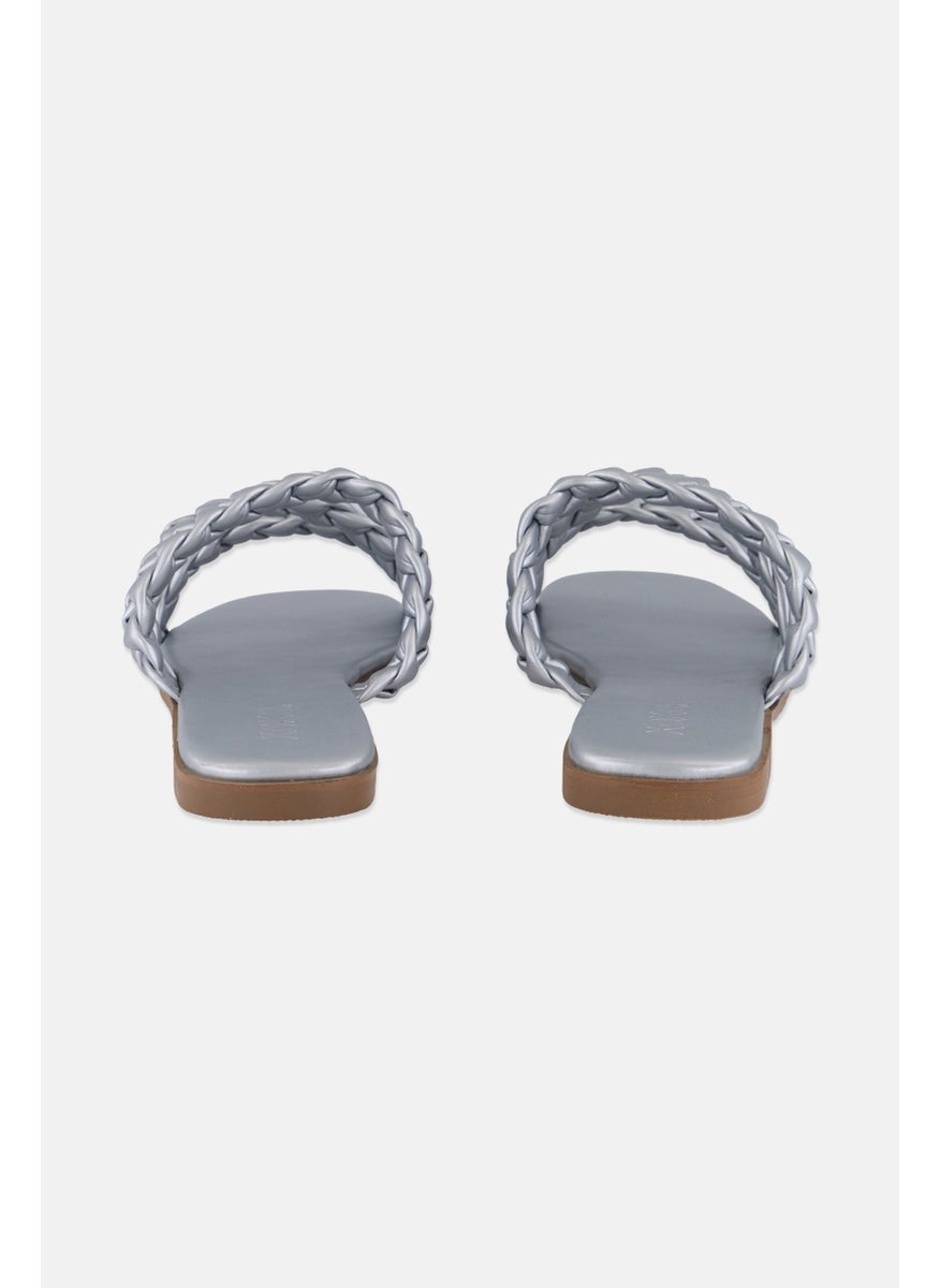 Women Slip On Flats, Silver