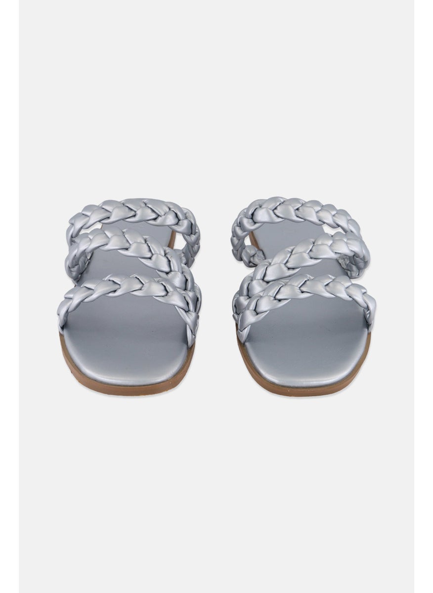 Women Slip On Flats, Silver