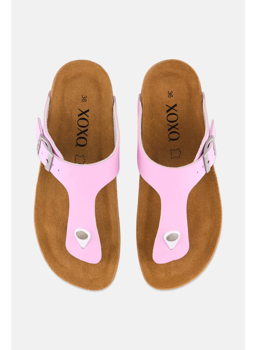 Women Slip On Cork Sandals, Barbie Pink