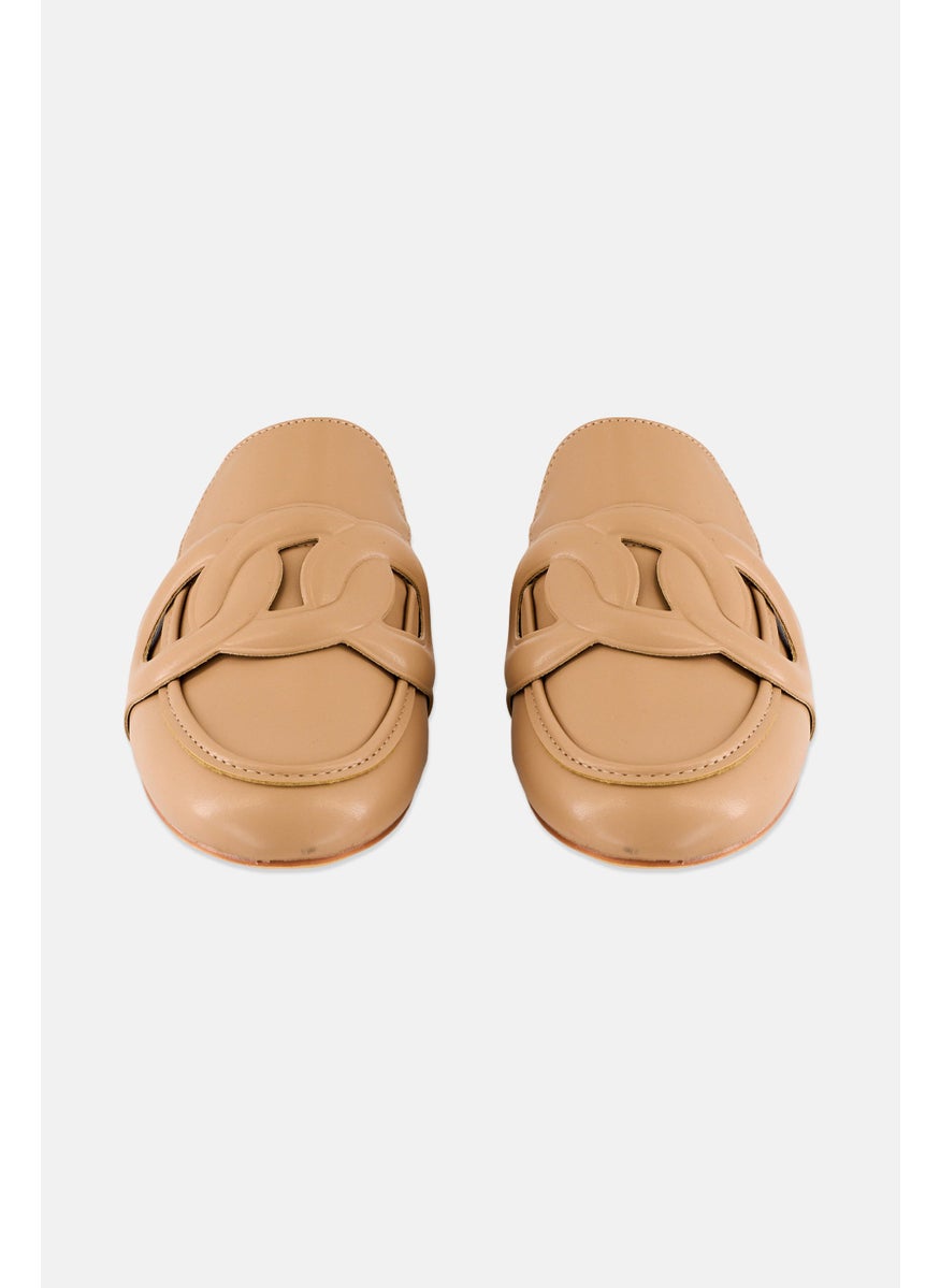 Women Slip On Ring Chain Mules, Cream