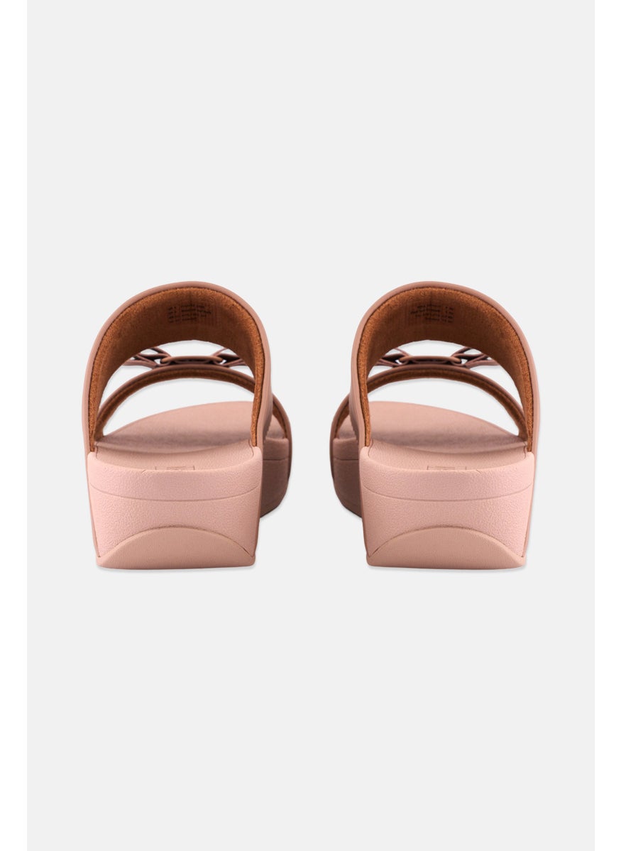 Women Rosa Bow Lather Sandals, Pink