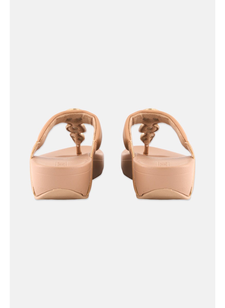 Women Slip On Open Toe Sandals, Tan