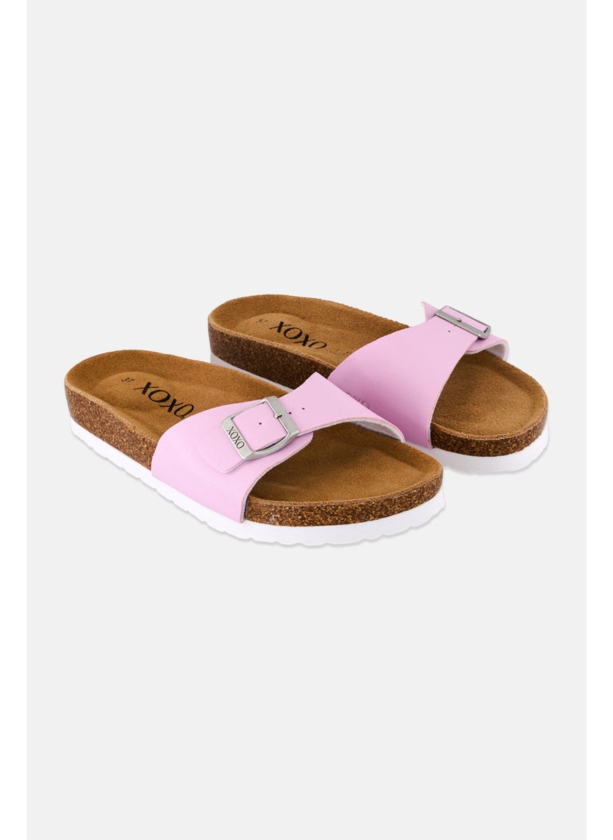 Women Cork Slip On Sandals, Barbie Pink