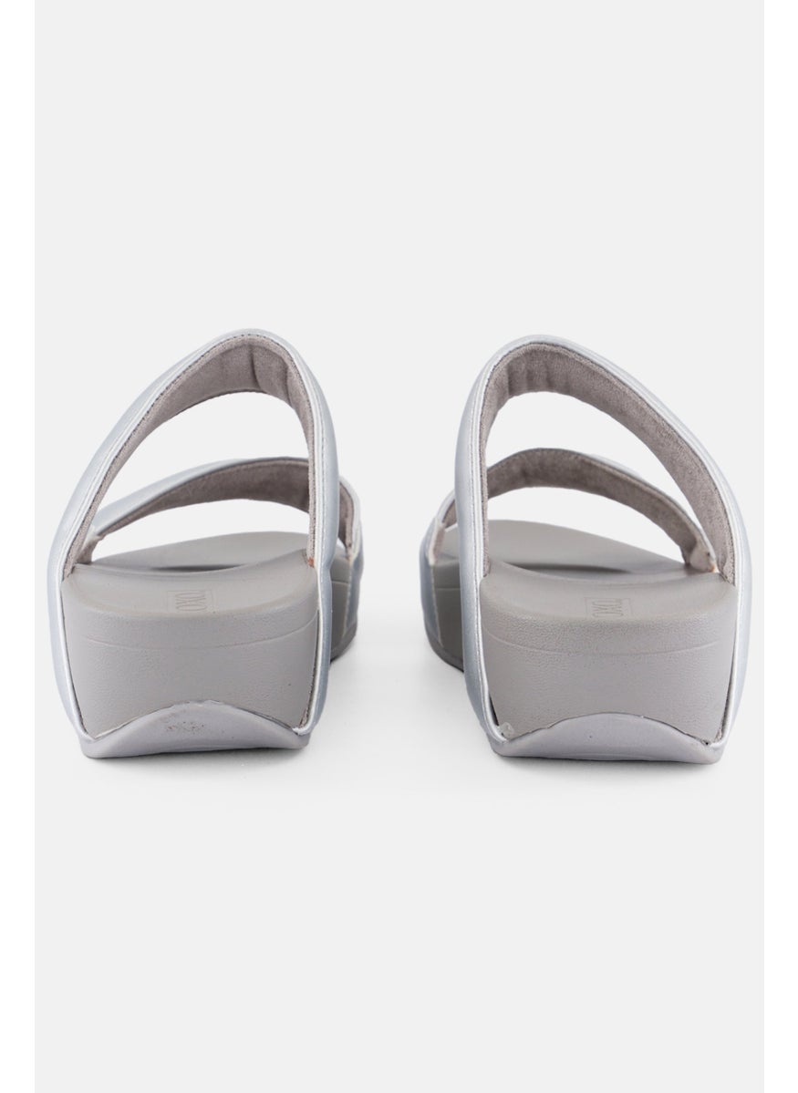 Women Slip On Wedge Sandals, Silver