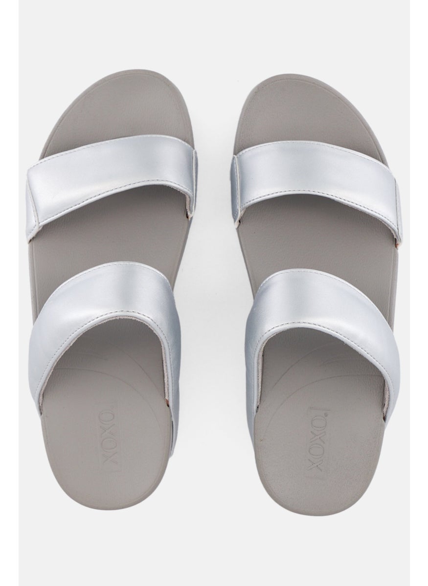 Women Slip On Wedge Sandals, Silver