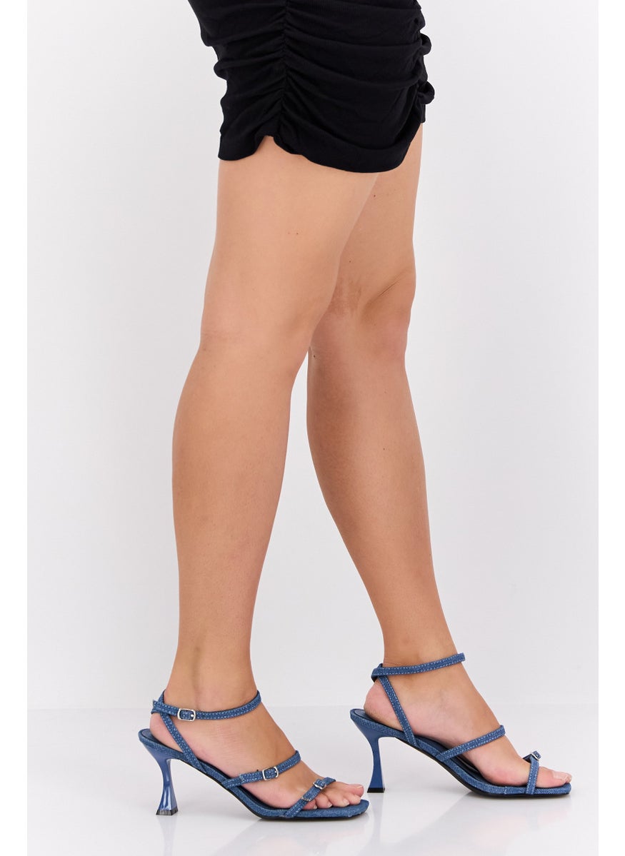 Women Adjustable Buckle Sandals, Blue