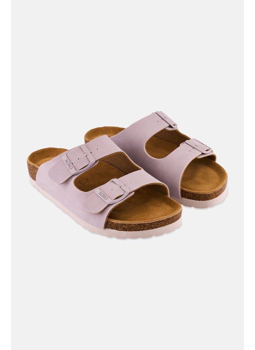 Women Slip On Cork Sandals, Baby Lavender