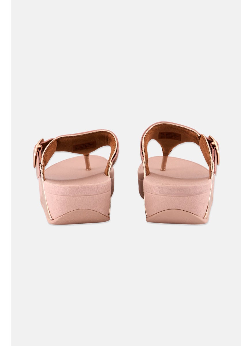 Women Lulu Leather Slip On Sandals, Rose Gold