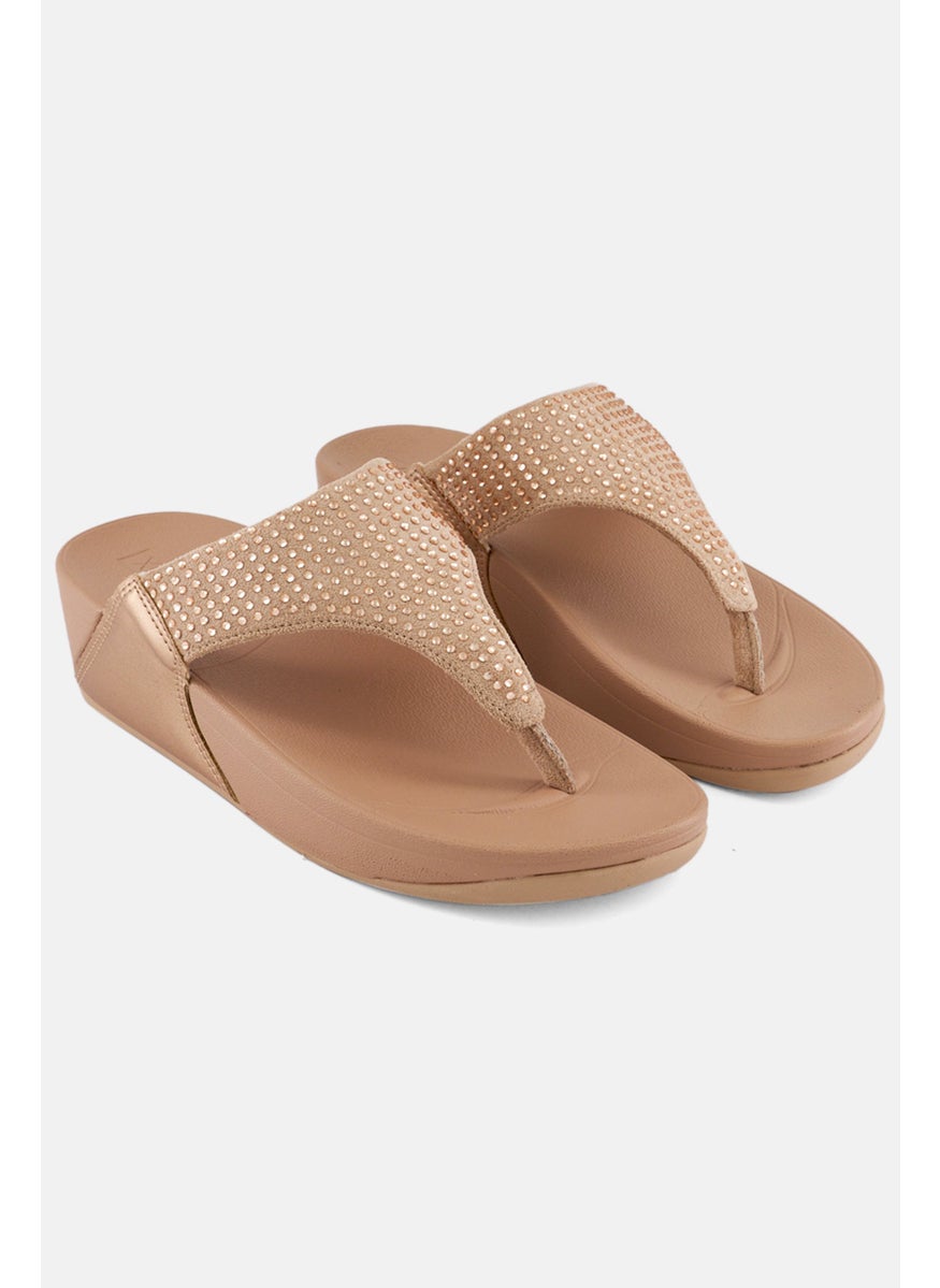 Women Slip On Sandals, Gold