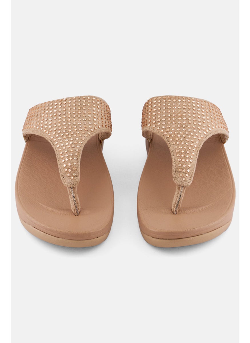 Women Slip On Sandals, Gold