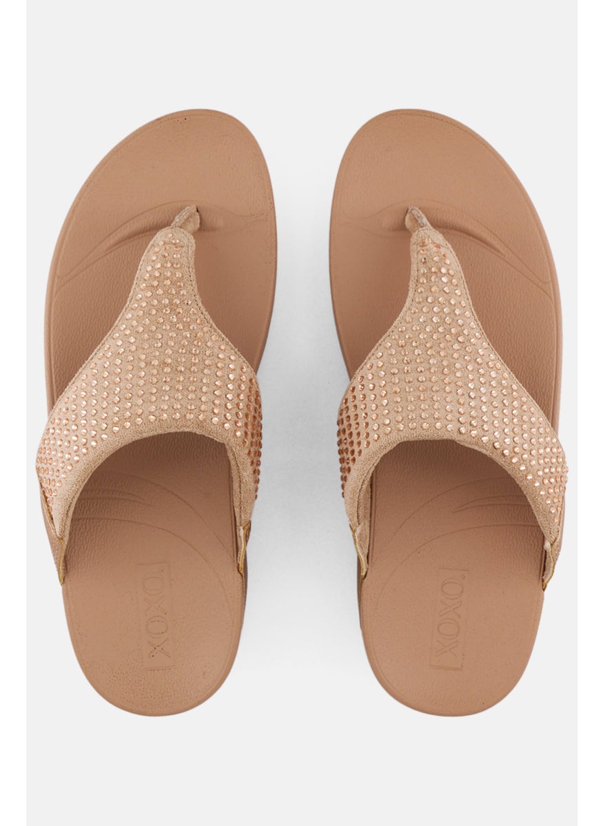 Women Slip On Sandals, Gold