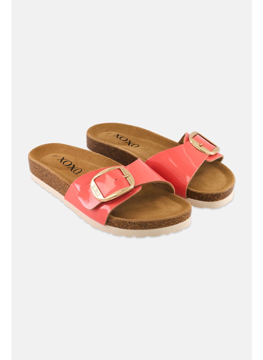 Women Slip On Cork Sandals, Coral