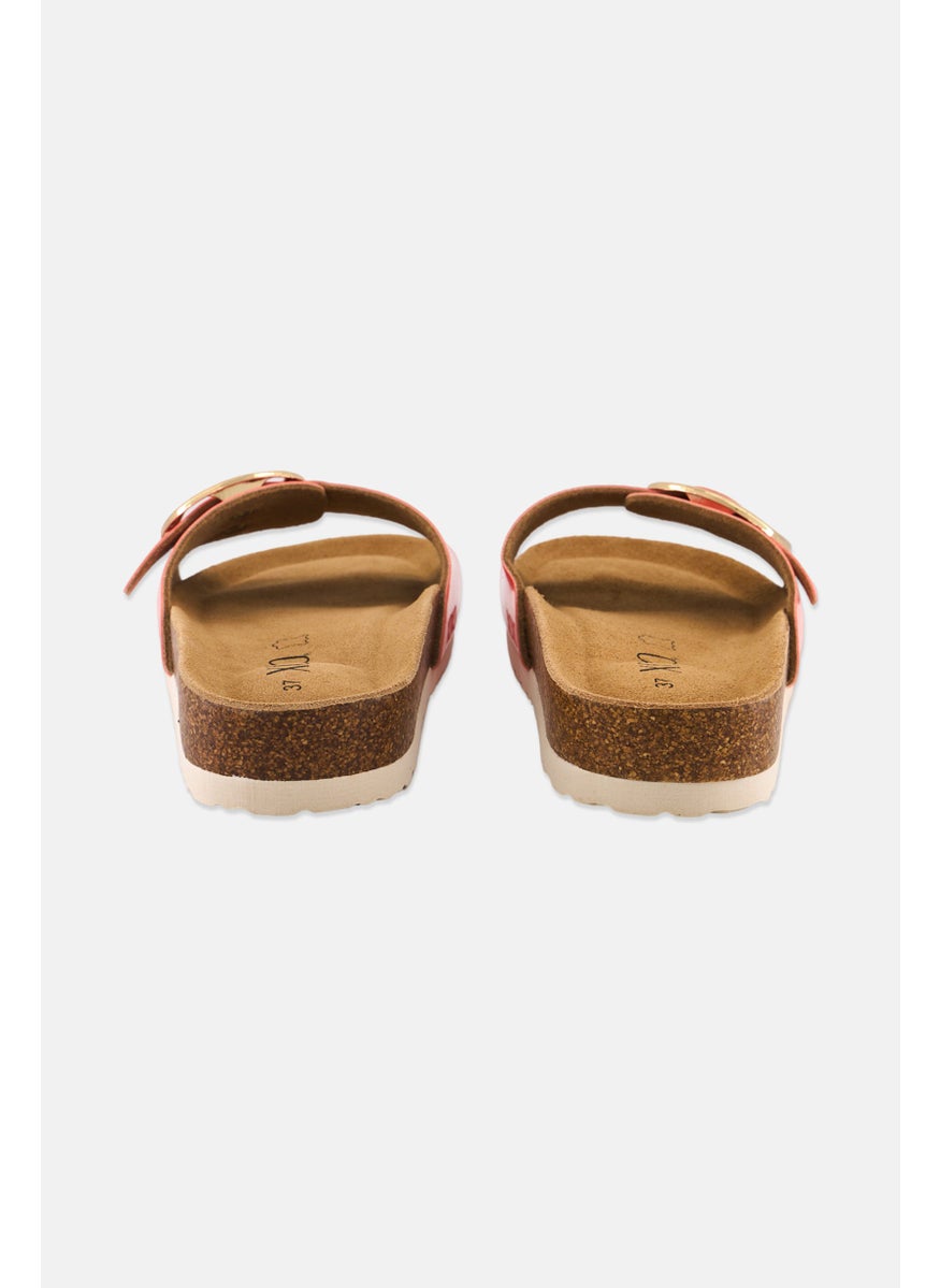 Women Slip On Cork Sandals, Coral