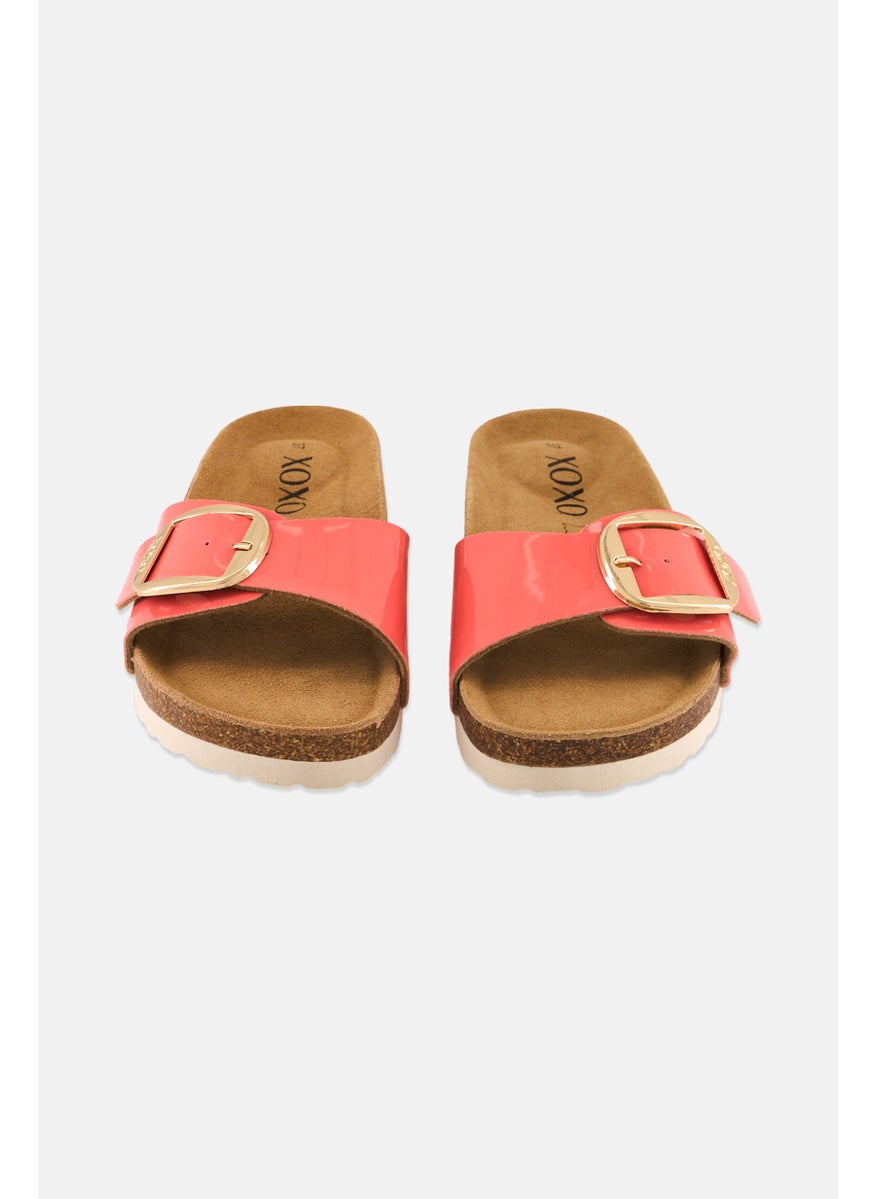 Women Slip On Cork Sandals, Coral