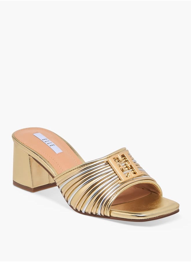 Women's Logo Accent Slip-On Sandals with Block Heels Ramadan Collection